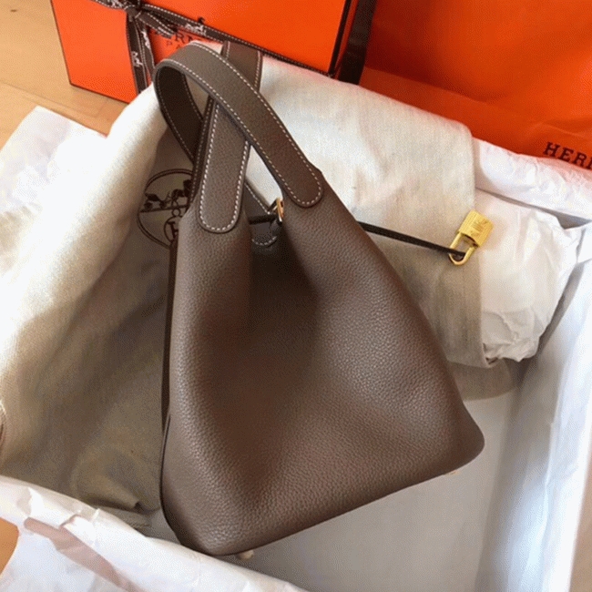 Taupe best replica Hermes Picotin Lock 18cm handbag