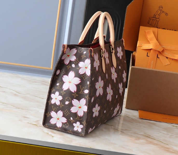 LV X TM Monogram Canvas Onthego MM With Cherry Blossom