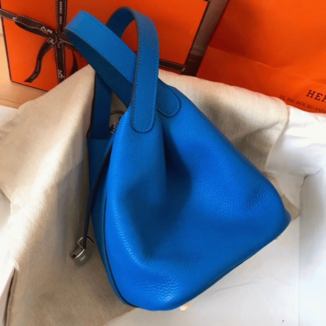 Top quality blue hydra fake Hermes Picotin Lock 18cm handbag