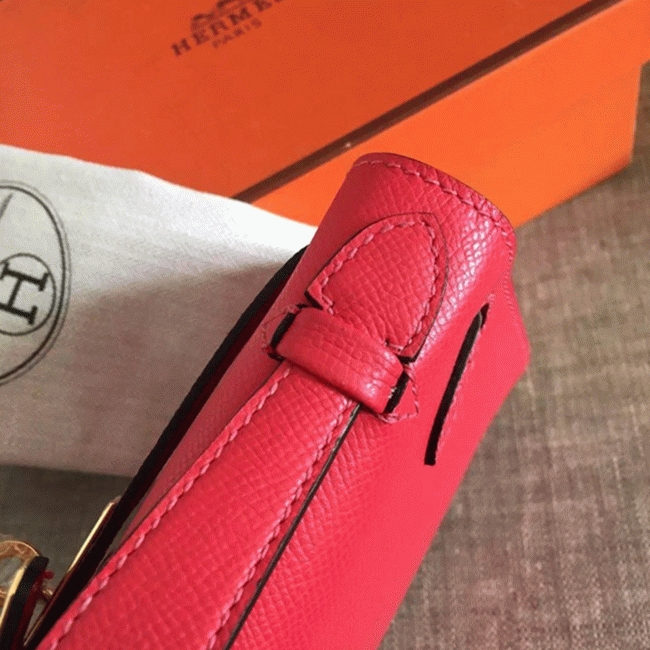 Hermes Red Epsom Fake Designer Kelly Pochette Classic Purse