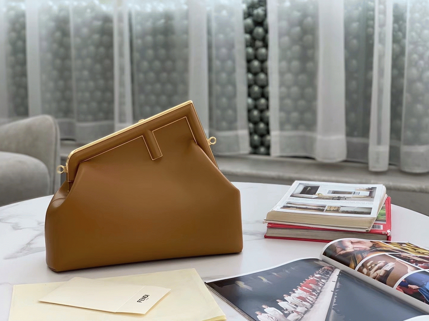 Top Quality Replica Fendi First Medium Bag In Brown Nappa Leather