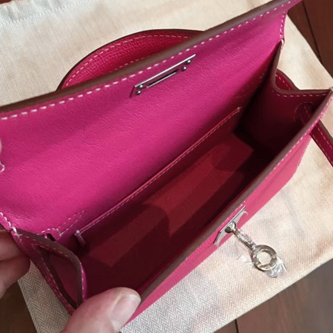 Rose Red Epsom Copy Faux Hermes Kelly 20cm Handbag