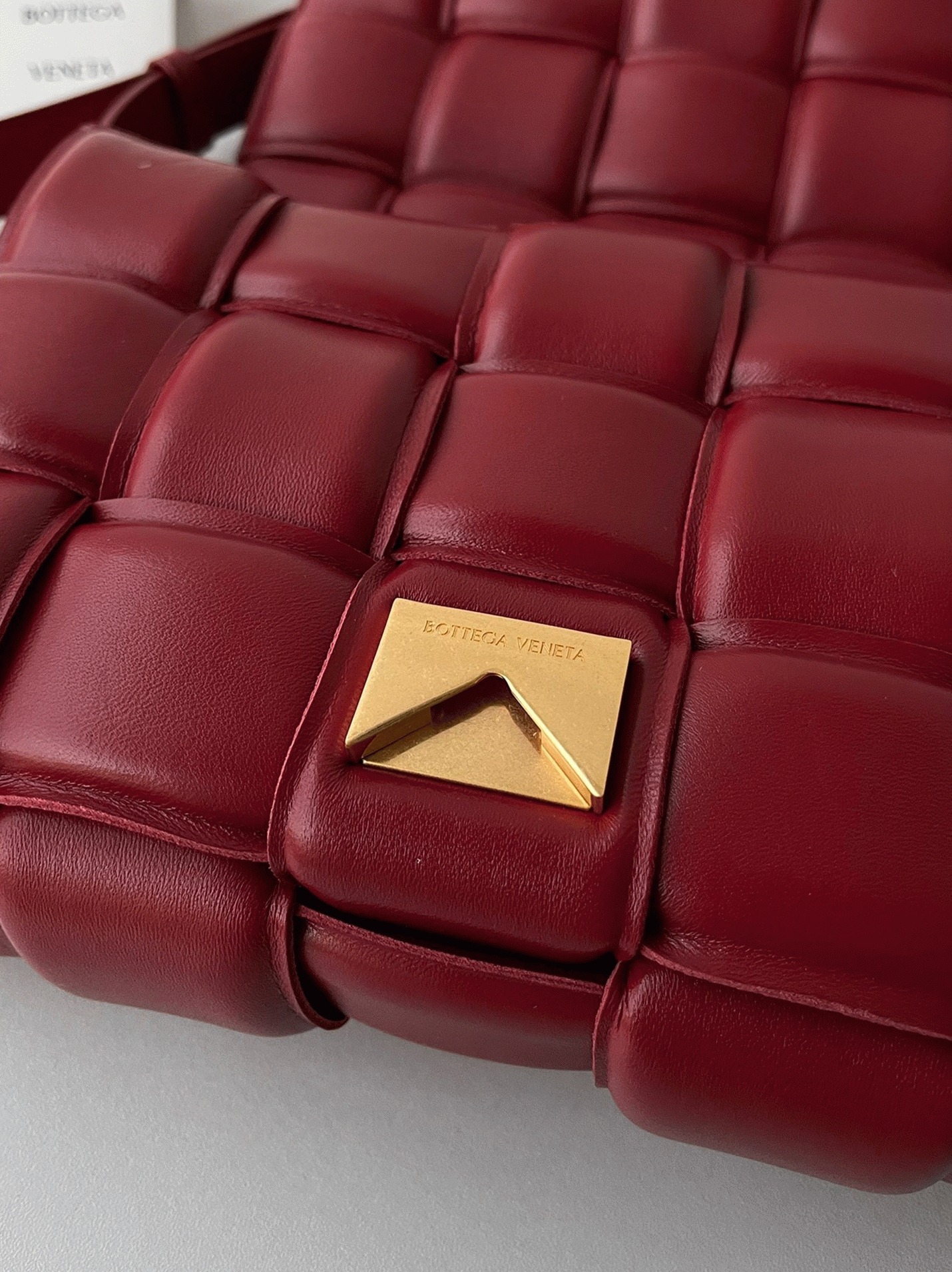 Top Quality Faux Bottega Veneta Padded Cassette Bag In Dark Red