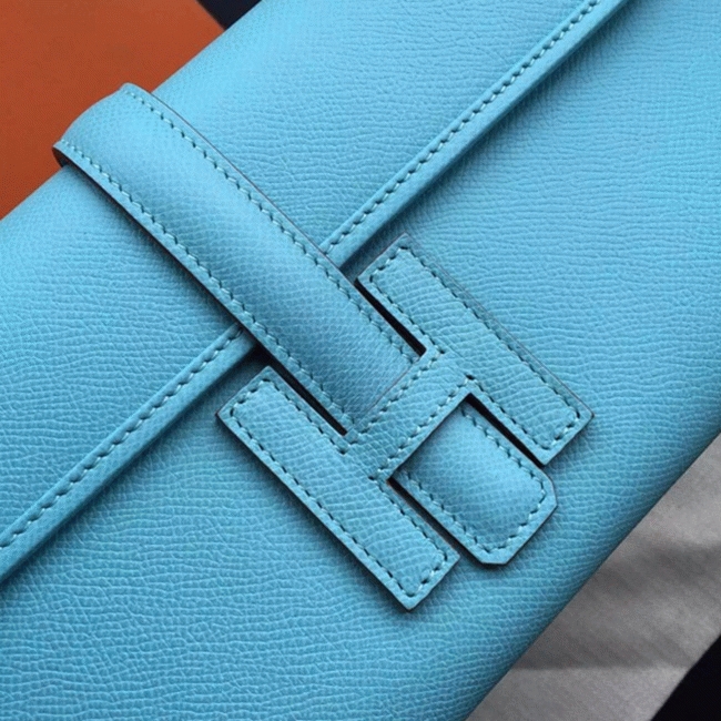 Celeste Epsom Fake Hermes Jige Elan 29 Sleek Clutch Bag