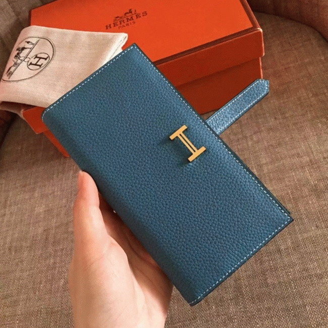 Blue Jean Clemence Knockoff Hermes Bearn Wallet
