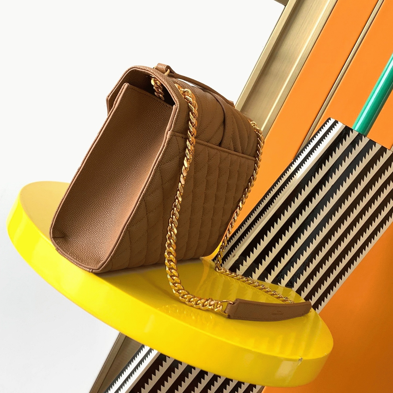 Fake Saint Laurent Envelope Medium Bag Brown