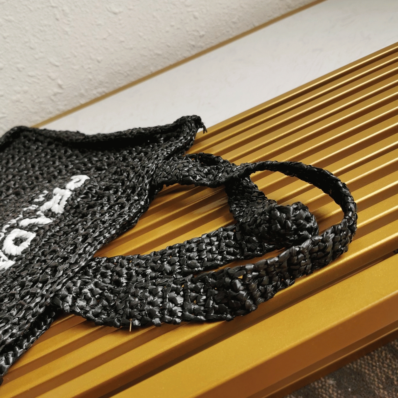 Prada Small Tote Bag Replica in Black Woven Raffia