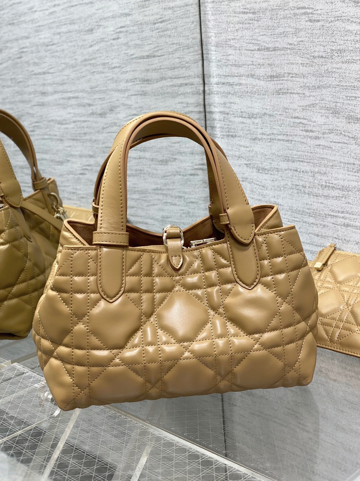 Dior Toujours Small Bag Fake in Tan Macrocannage Calfskin