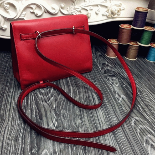 Red Swift Leather Fake Hermes Kelly Danse Chic Handbag