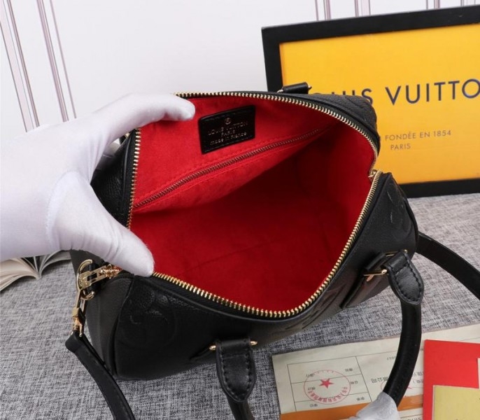 Louis Vuitton Monogram Empreinte Leather Speedy Bandouliere 25 Handbag In Black