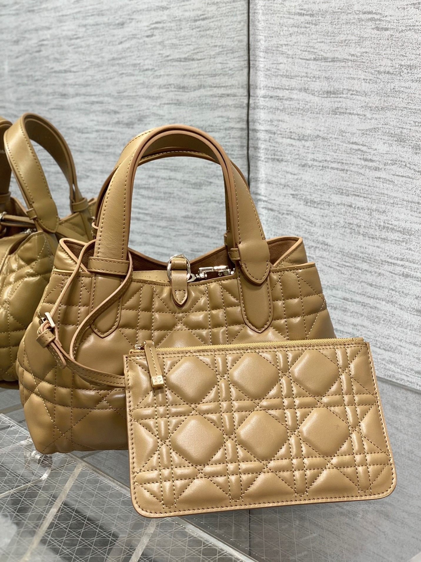 Dior Toujours Small Bag Fake in Tan Macrocannage Calfskin