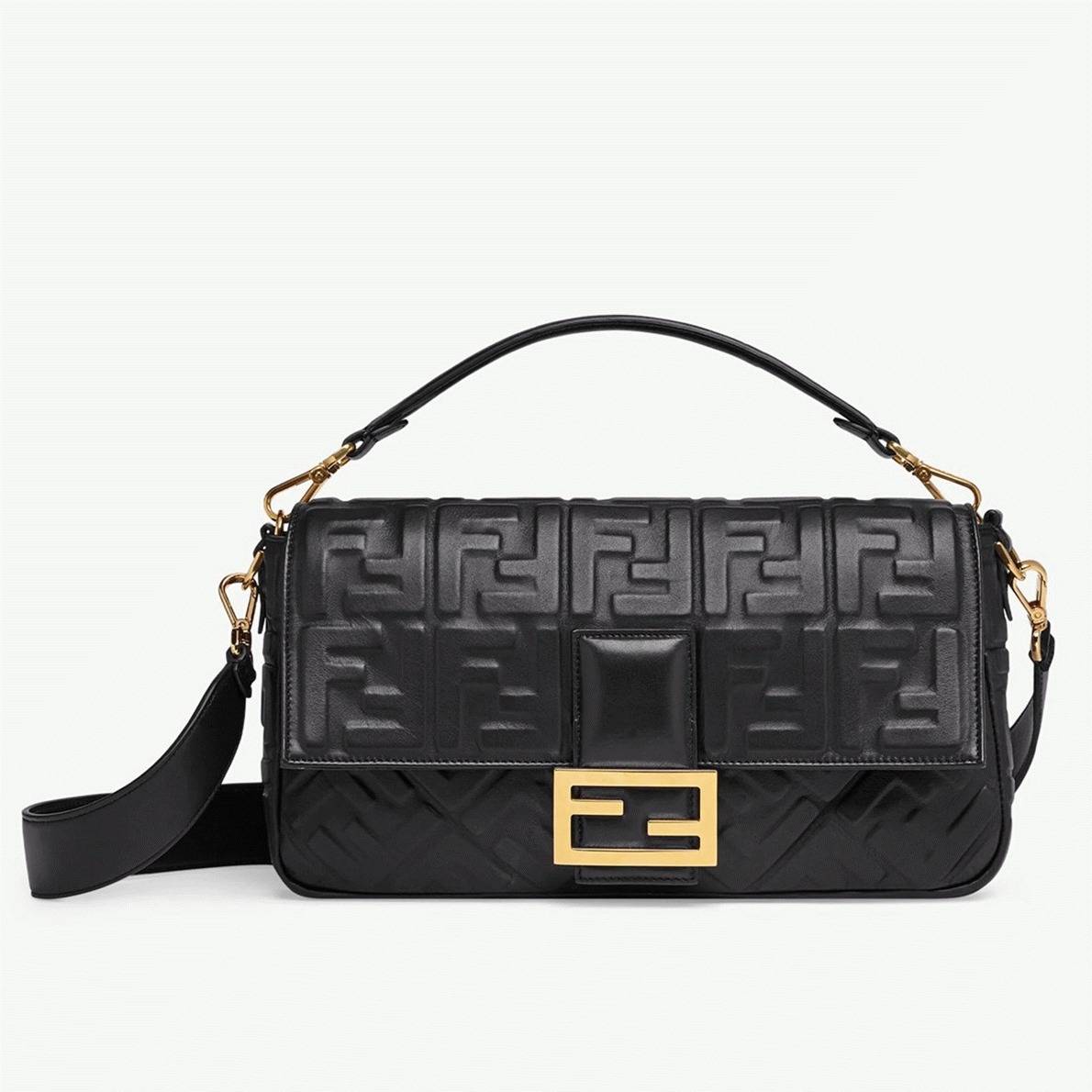 Top Quality Fake Fendi Large Baguette Bag In Black FF
