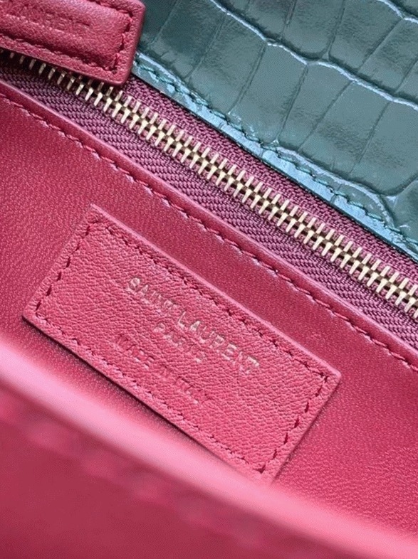 Replica Saint Laurent Cassandra Medium Bag Green Crocodile