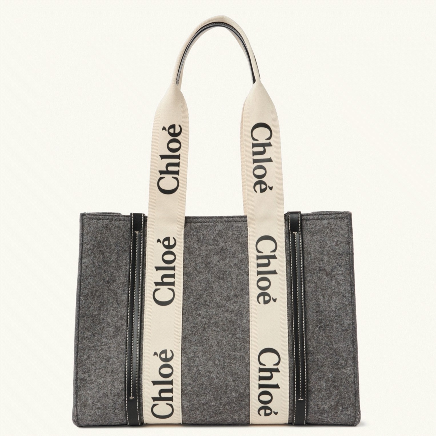 Top Quality Knockoff Chloe Large Woody Tote Bag In Grey Felt