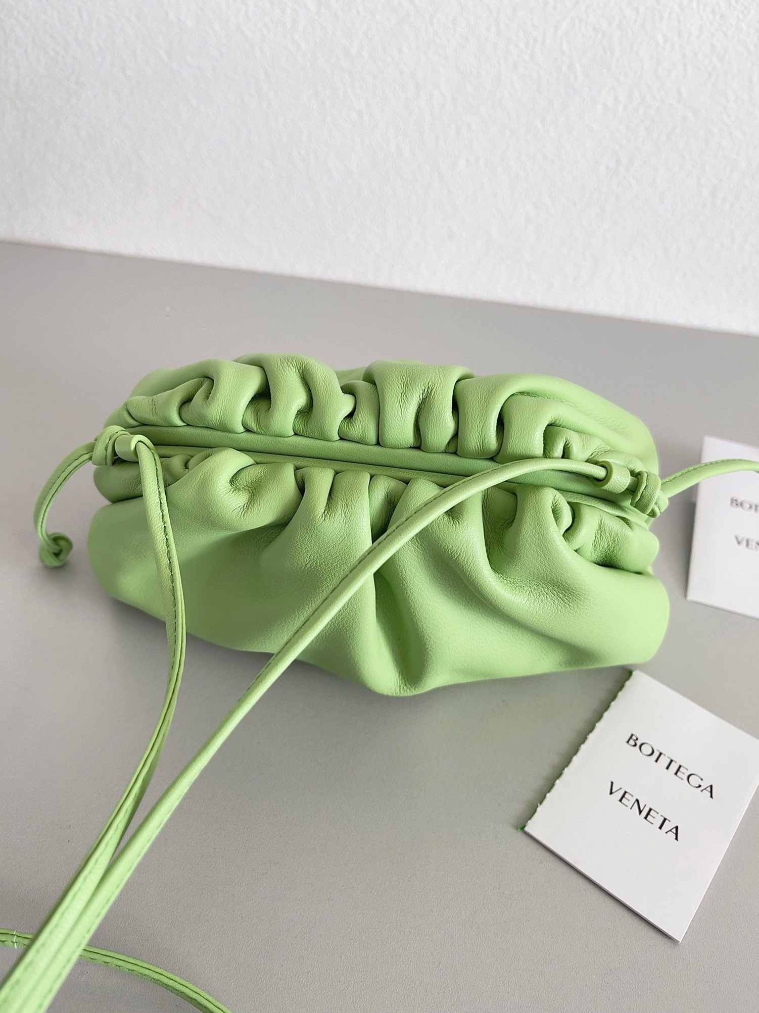 Fake Bottega Veneta Mini Pouch with Strap Pistachio