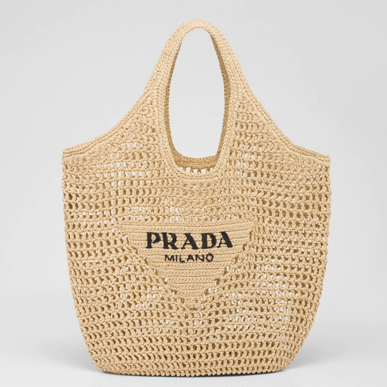 Prada Large Tote Bag Knockoff in Beige Woven Raffia