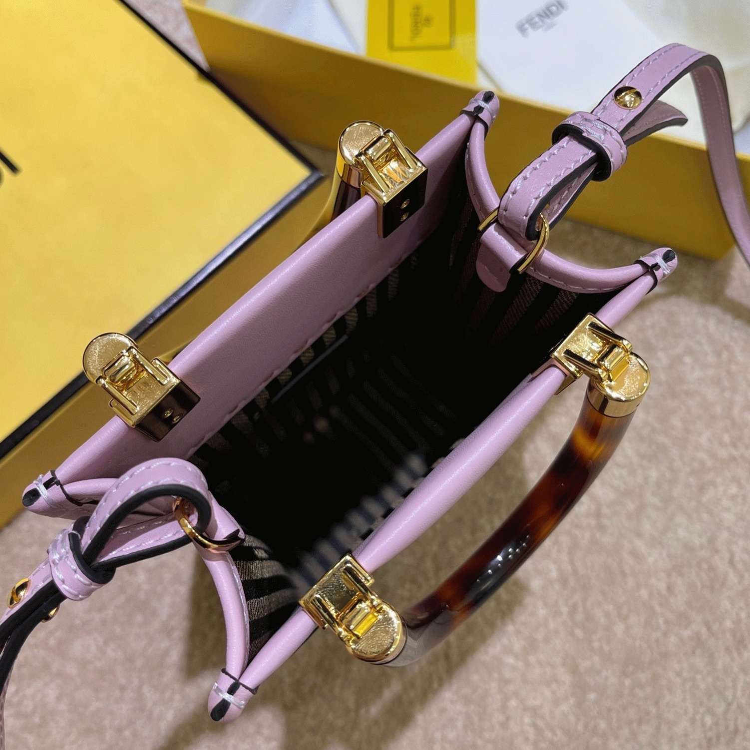 Top Quality Knockoff Fendi Mini Sunshine Shopper Bag In Lilas Leather