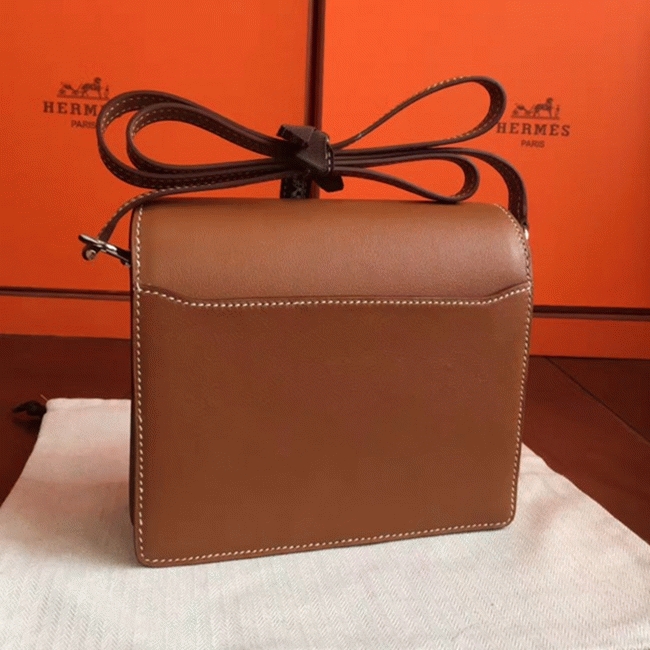 Caramel replica Hermes Mini Sac Roulis handbag