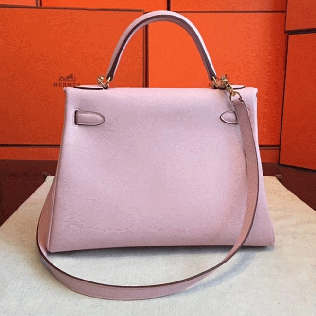 Rose Dragee Swift Knockoff Hermes Kelly Retourne 32cm Purse