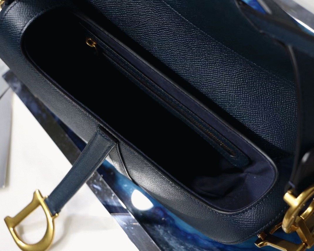 Dior Saddle Bag Imitation in Indigo Blue Grained Calfskin