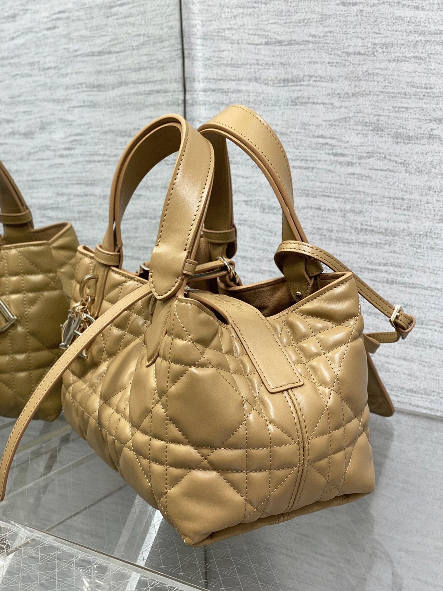 Dior Toujours Small Bag Fake in Tan Macrocannage Calfskin