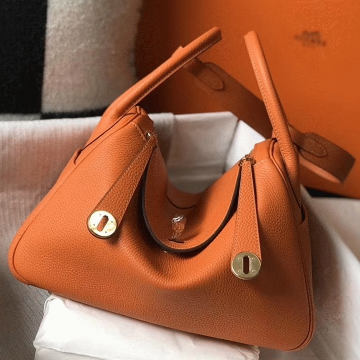Top replica Hermes Lindy 30cm bag in orange shade