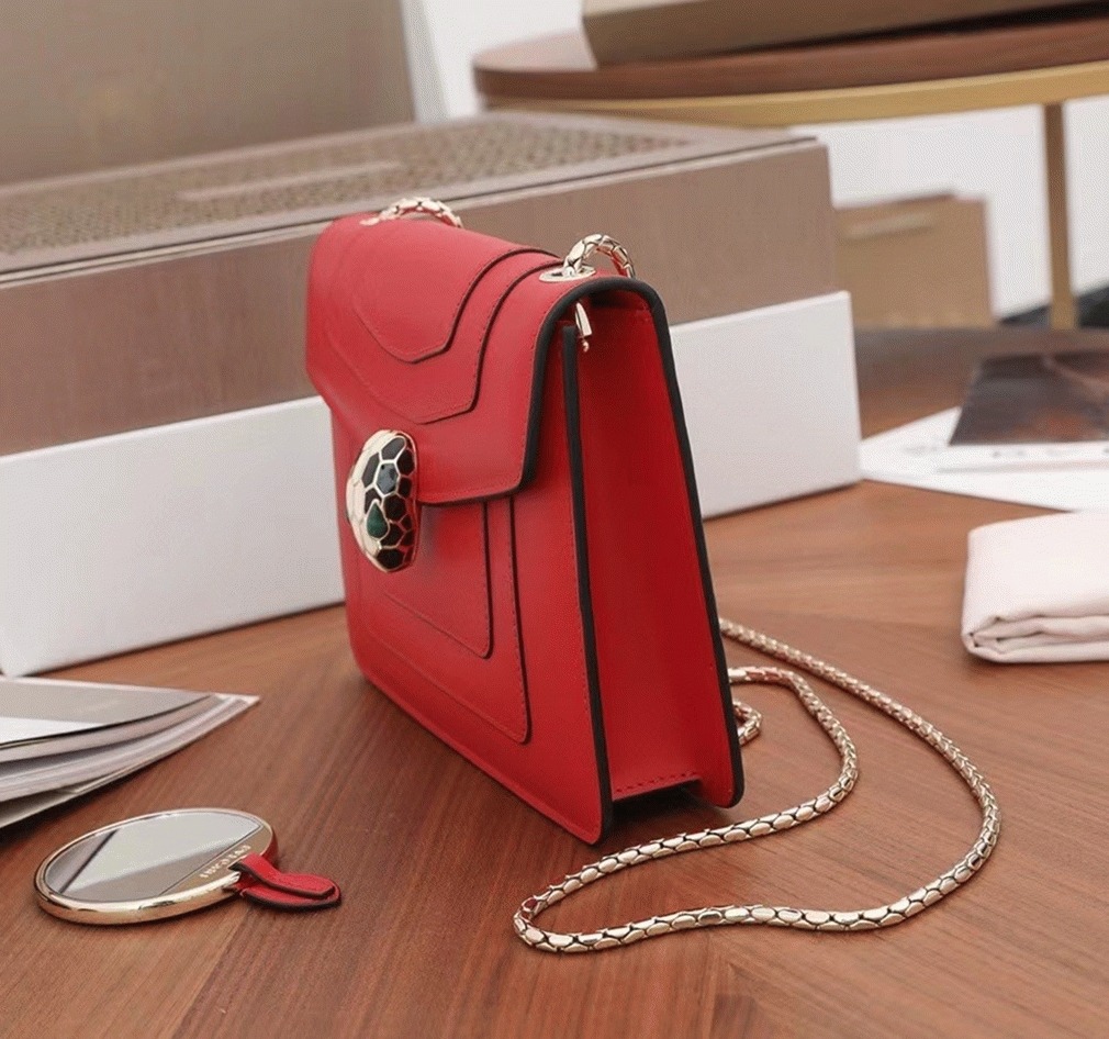 Fake Bvlgari Serpenti Forever Small Crossbody Bag Red Leather