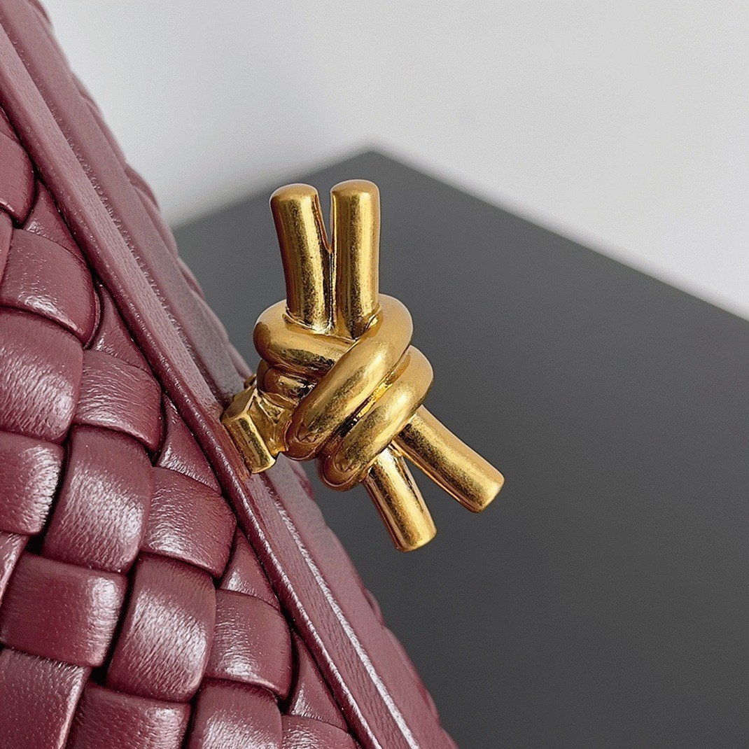 Fake Bottega Veneta Knot Minaudiere Clutch Bordeaux