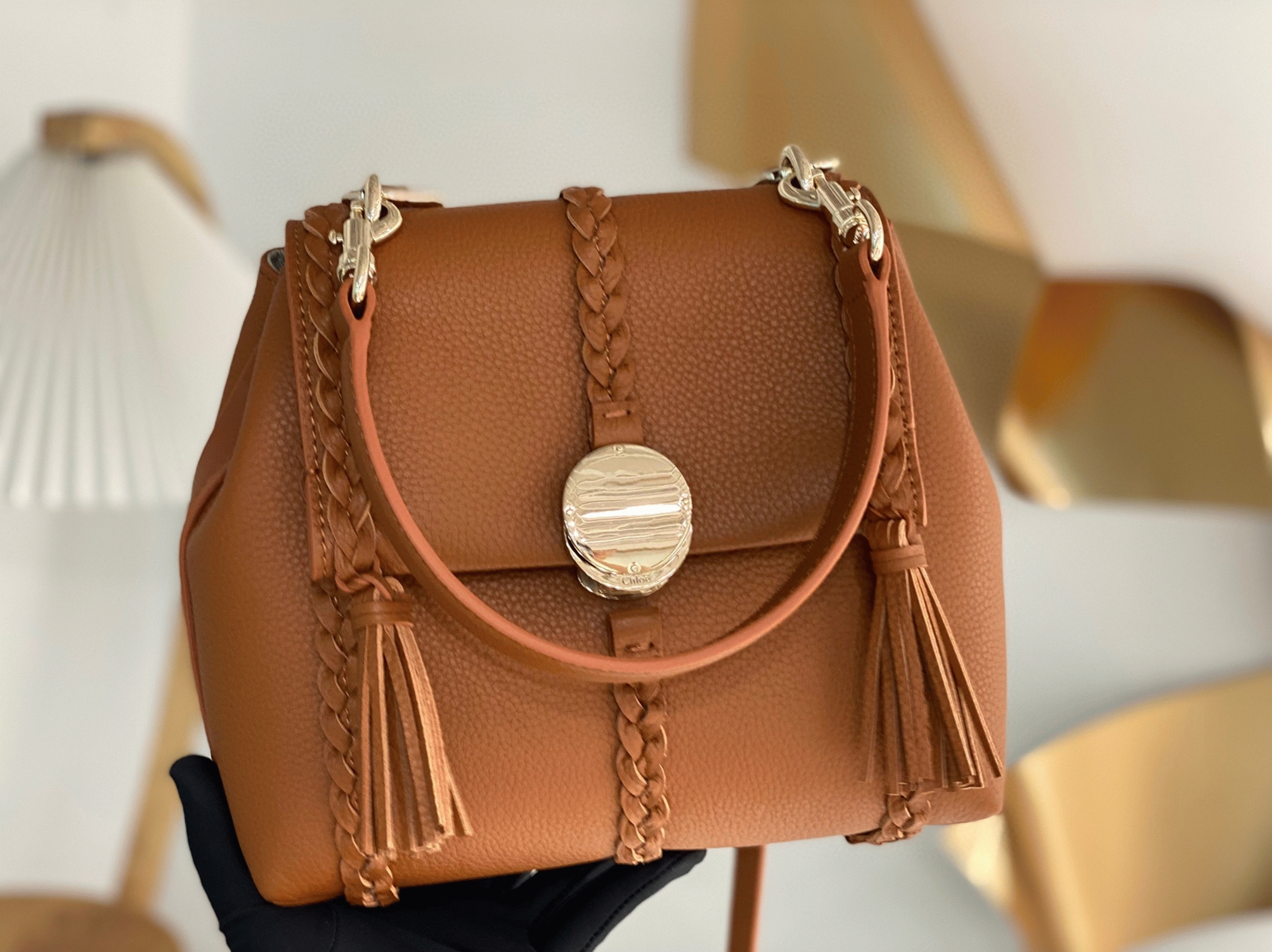 Top Quality Fake Chloe Penelope Small Shoulder Bag in Brown Grained Calfskin