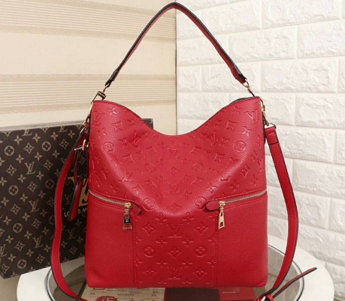 Louis Vuitton Monogram Empreinte Melie Hobo In Red