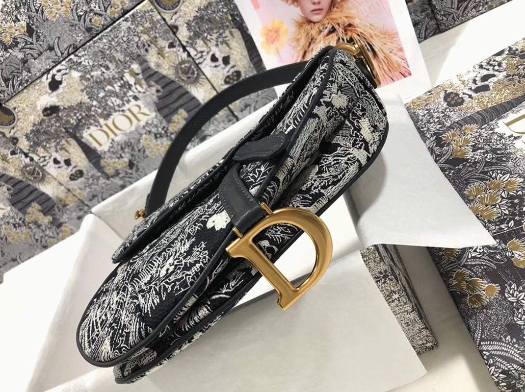 Dior Saddle Bag Knockoff in Blue Toile de Jouy Reverse Jacquard