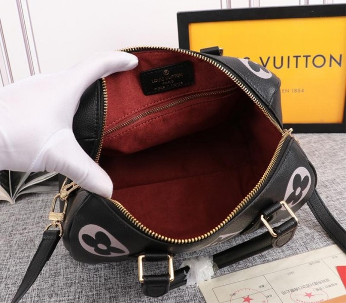 Louis Vuitton Bicolor Monogram Empreinte Leather Speedy Bandouliere 25 Handbag In Black And Lilac