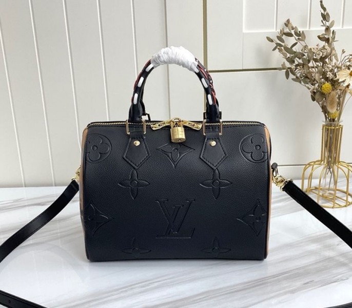Louis Vuitton Monogram Empreinte Wild At Heart Speedy 25 Bandouliere Handbag In Black