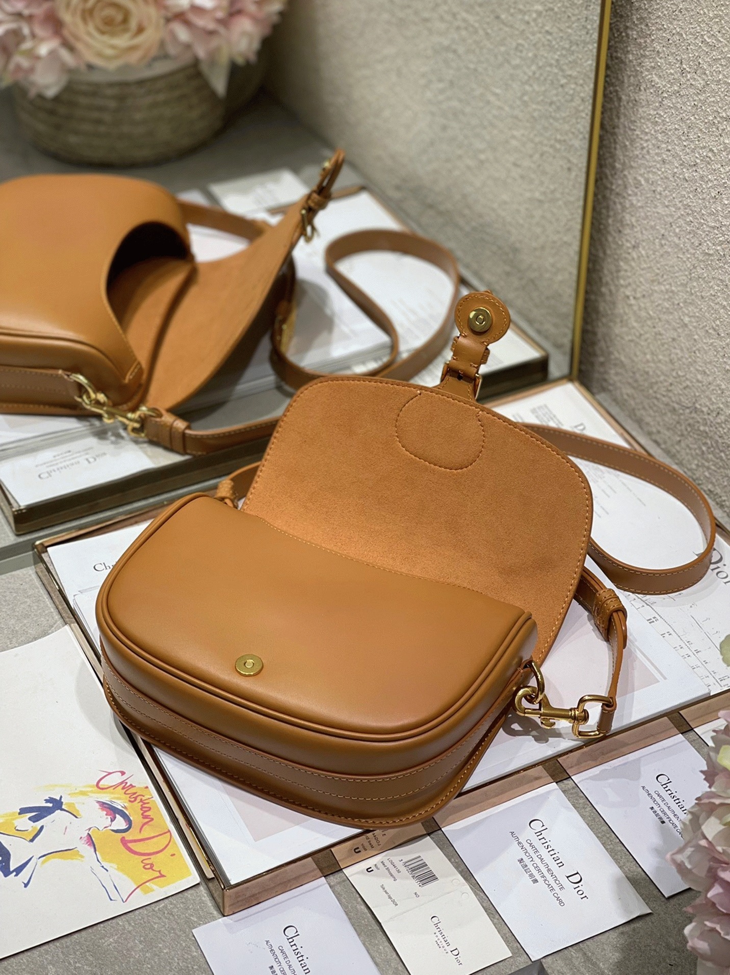 Dior Bobby Medium Bag Fake in Brown