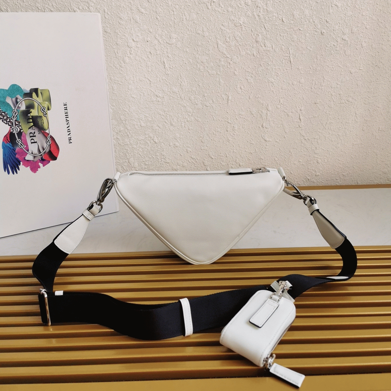 Prada Triangle Shoulder Bag Fake in White