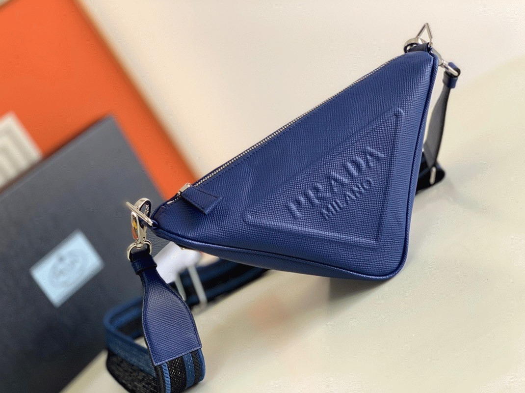 Prada Triangle Shoulder Bag Replica in Blue
