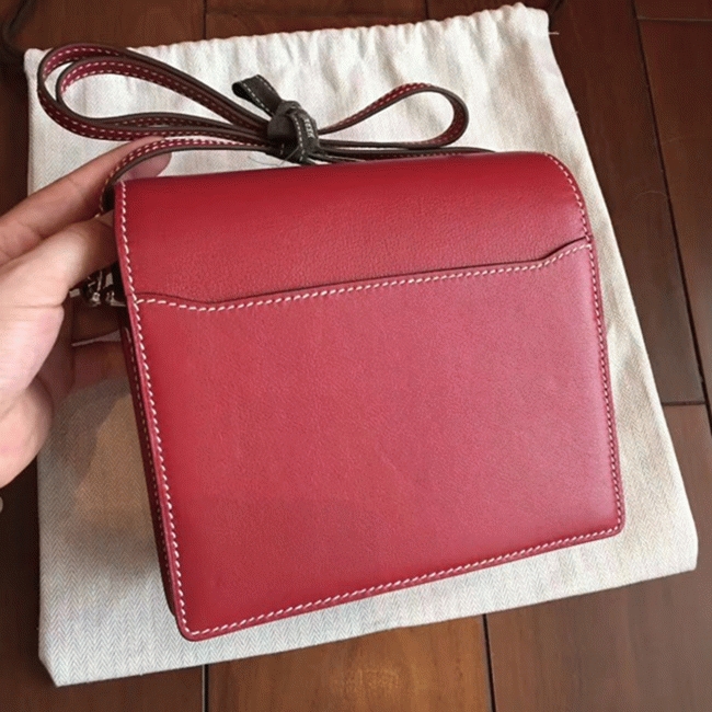 Red designer replica Hermes Mini Sac Roulis handbag