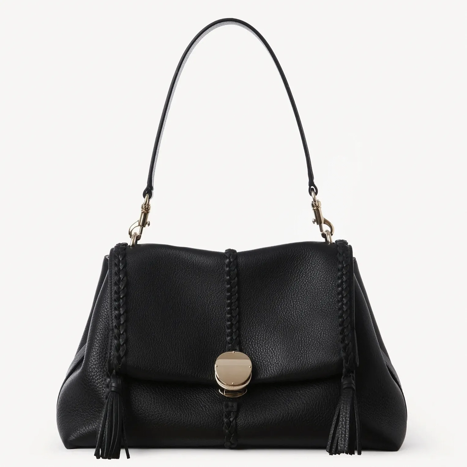 Top Quality Knockoff Chloe Penelope Medium Shoulder Bag in Black Grained Calfskin