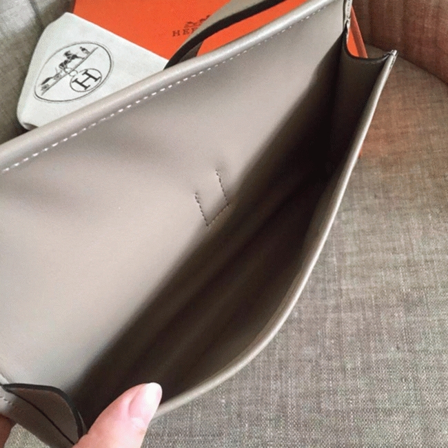 Grey Fake Hermes Jige Elan 29 Chic Neutral Clutch