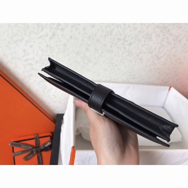 Black Epsom Copy Designer Hermes Bearn Wallet