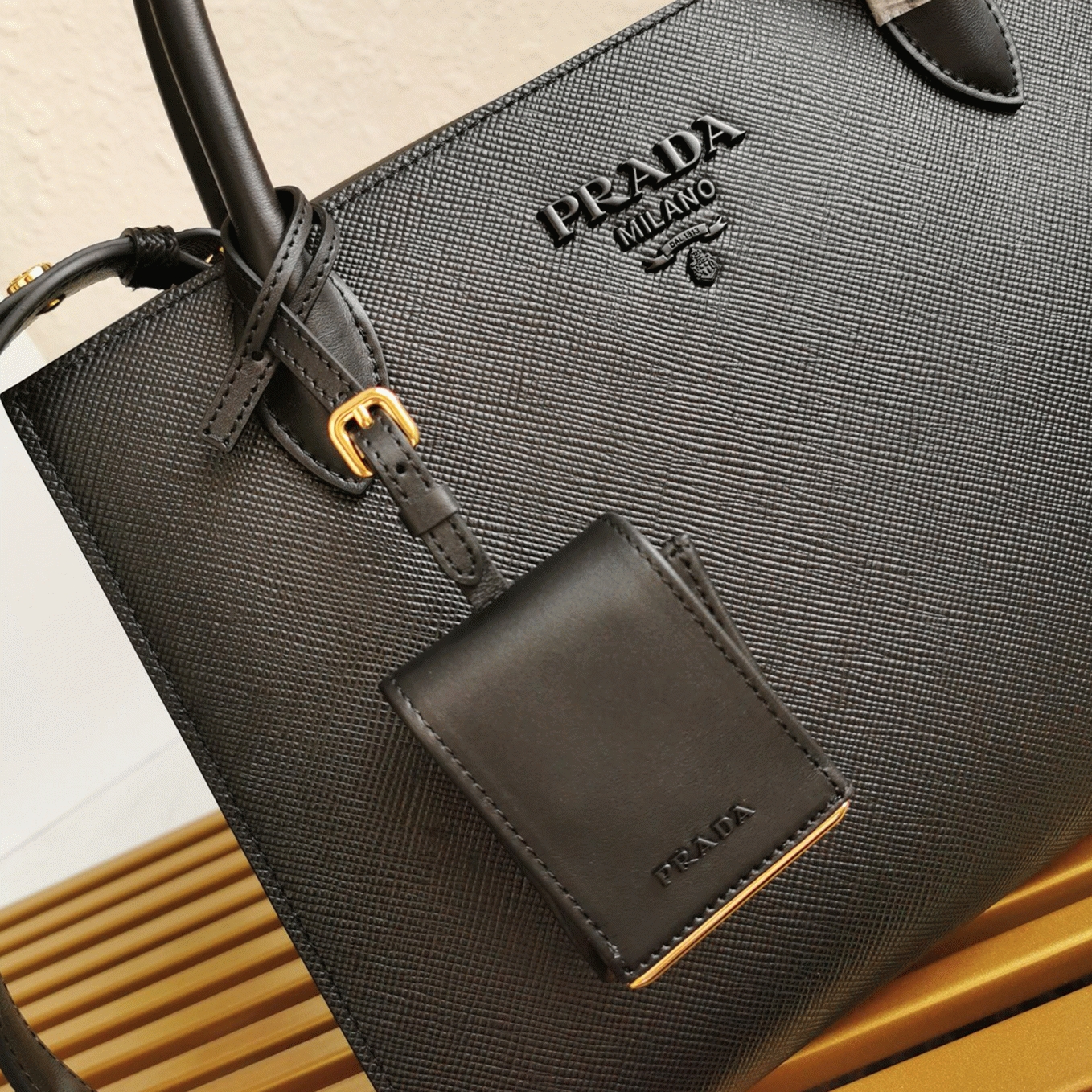 Prada Monochrome Medium Bag Knockoff in Black