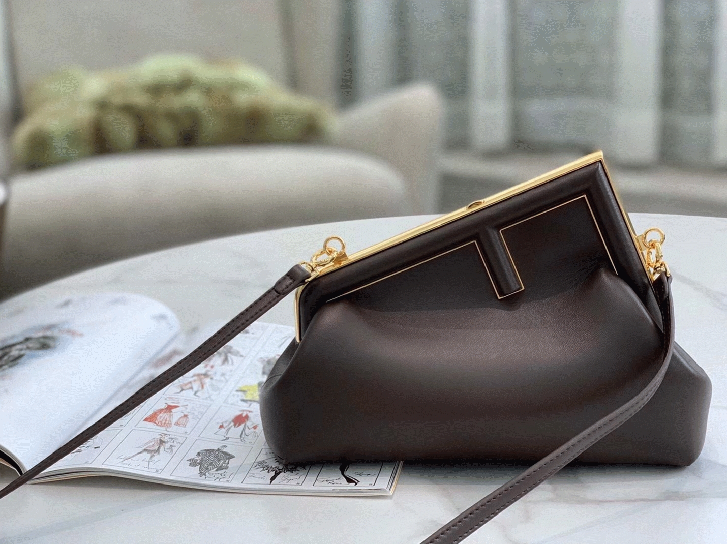 Top Quality Knockoff Fendi First Medium Bag In Dark Brown Nappa Leather