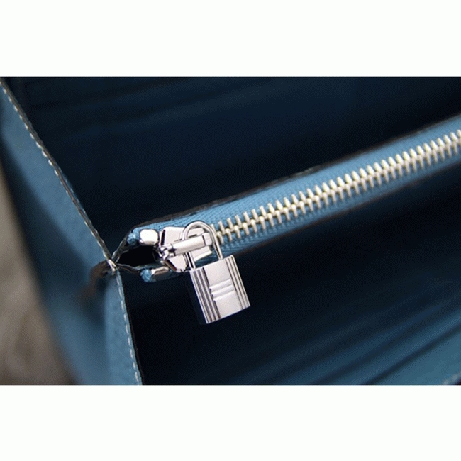 Jean blue knockoff Hermes Kelly Longue wallet