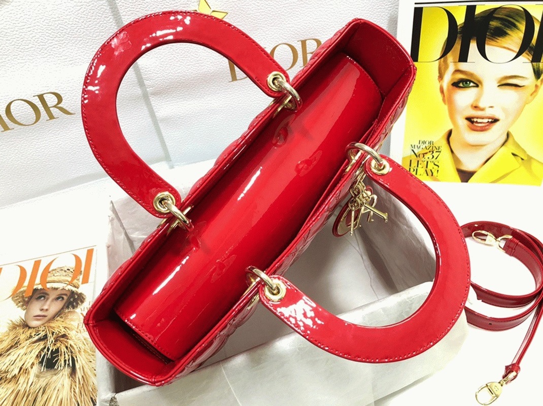 Dior Lady Dior Large Bag Fake in Red
