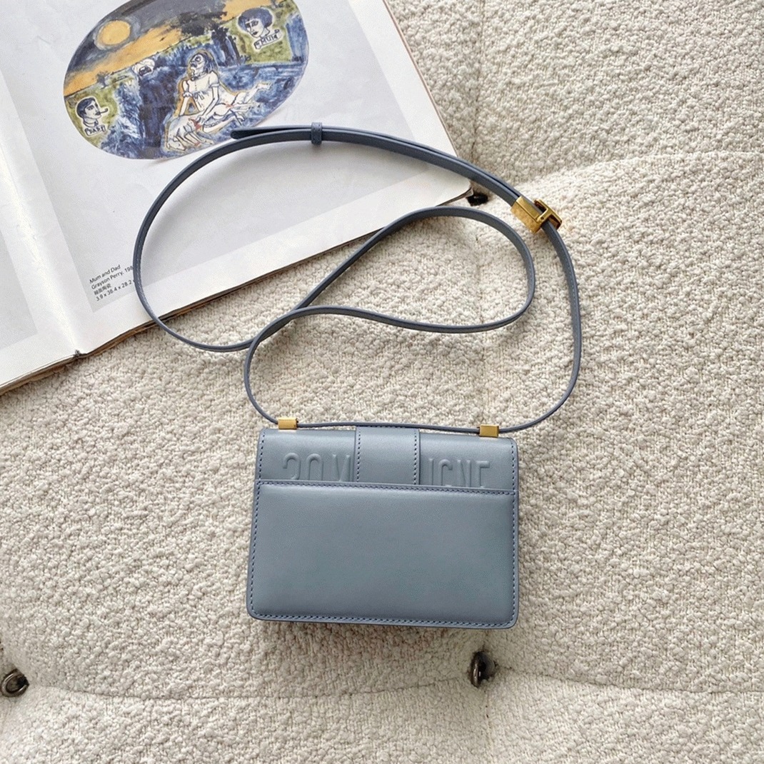 Dior 30 Montaigne Micro Bag Knockoff in Grey Box Calfskin