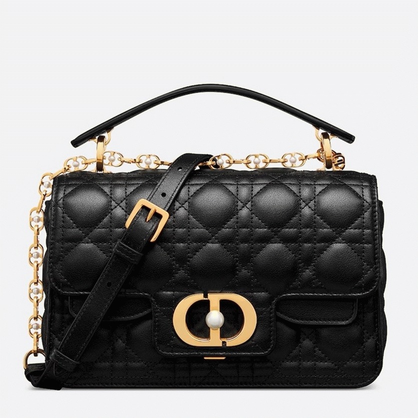Dior Small Jolie Top Handle Bag Fake in Black Cannage Calfskin