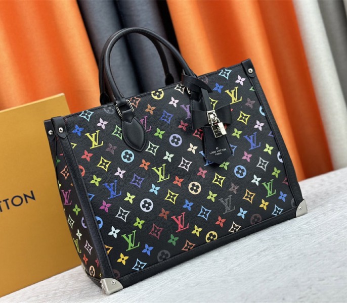 Louis Vuitton X TM Multicolored Onthego MM In Black
