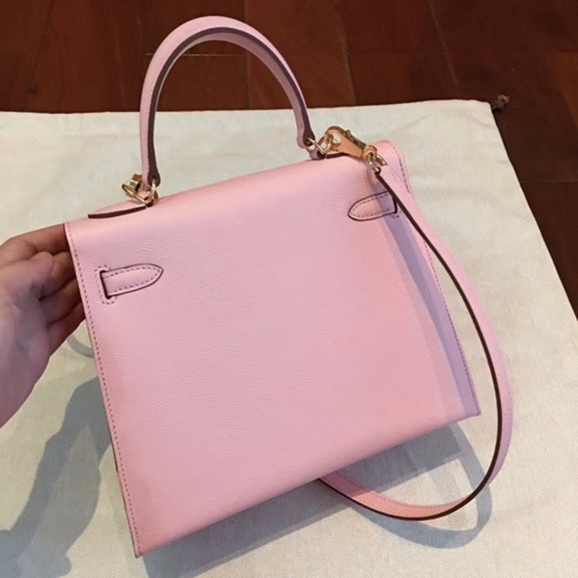 Pink Epsom Replica Hermes Kelly 25cm Feminine Handbag