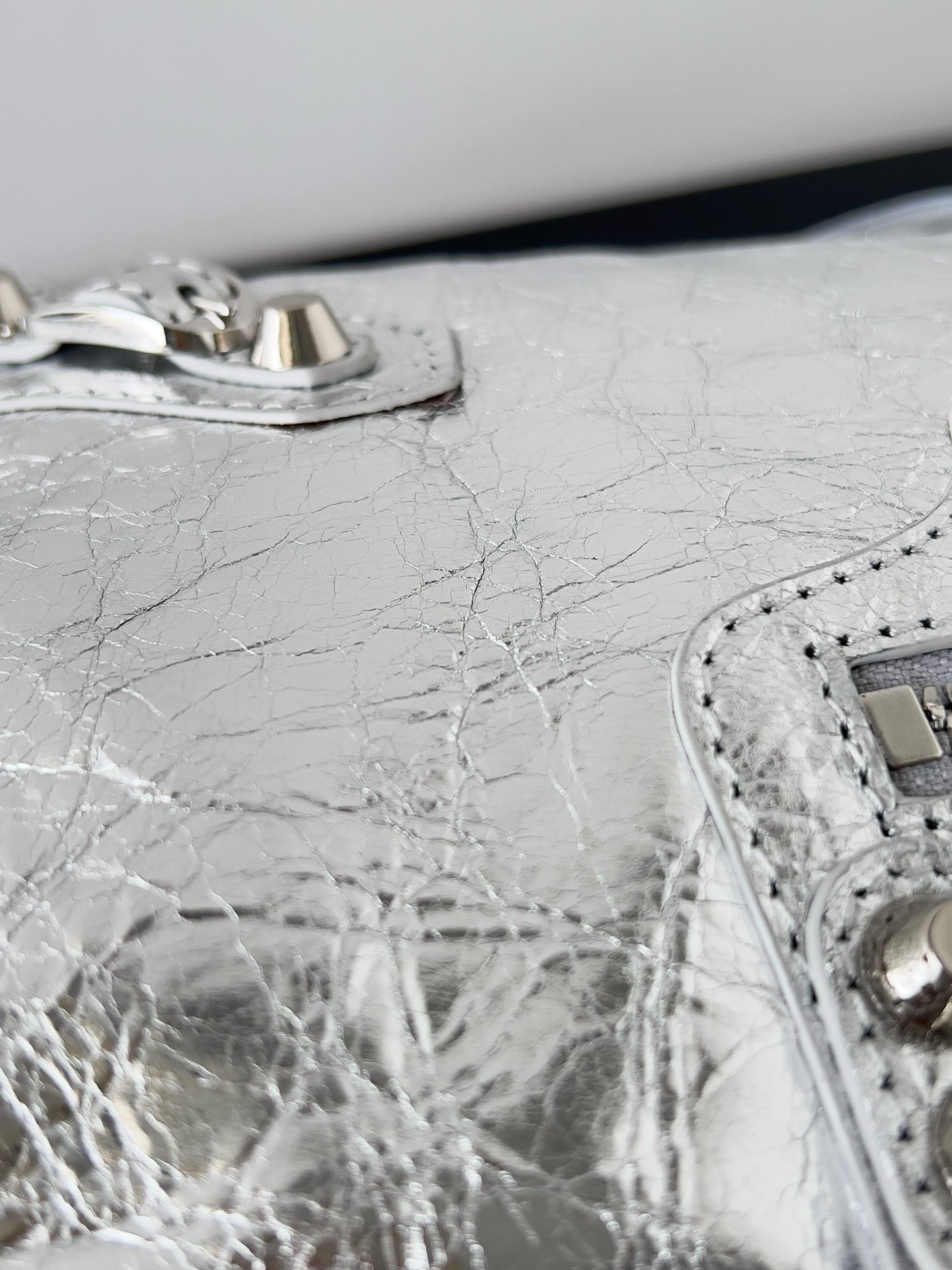 Knockoff Balenciaga Le City Small Bag Silver Metallic Lambskin