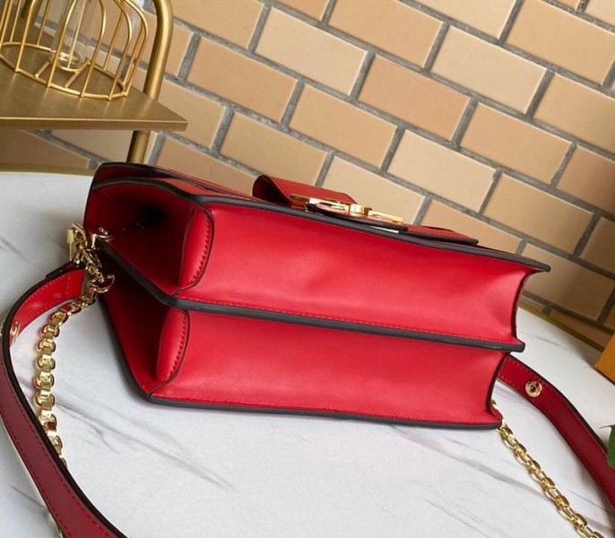 Louis Vuitton Dauphine Lugano MM Bag In Bloody Mary Red